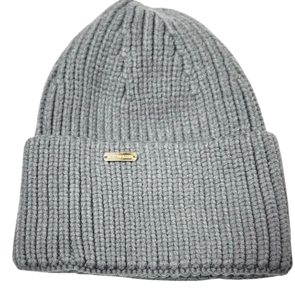 Steve Madden Gray Thick Cable Knit Beanie Hat O/S